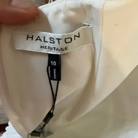 Halston Heritage white a-line halter dress, beaded dress, size 10, vintage feel - Picture 10 of 16